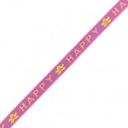 Ribbon text "Happy" Sheer lilac-coral pink
